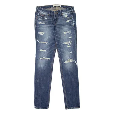 HOLLISTER Distressed Womens Jeans Blue Slim Skinny Stone Wash W28 L31