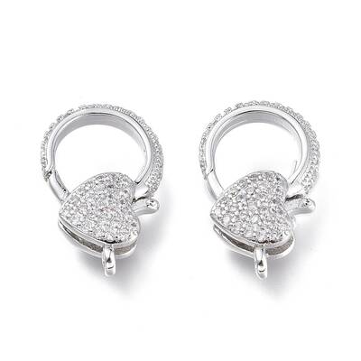 Brass Micro Pave Clear Cubic Zirconia Lobster Claw Clasps