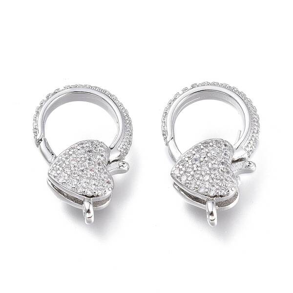 Brass Micro Pave Clear Cubic Zirconia Lobster Claw Clasps
