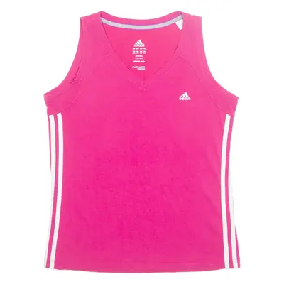 ADIDAS Girls Vest Pink Sleeveless V-Neck 13-14Y