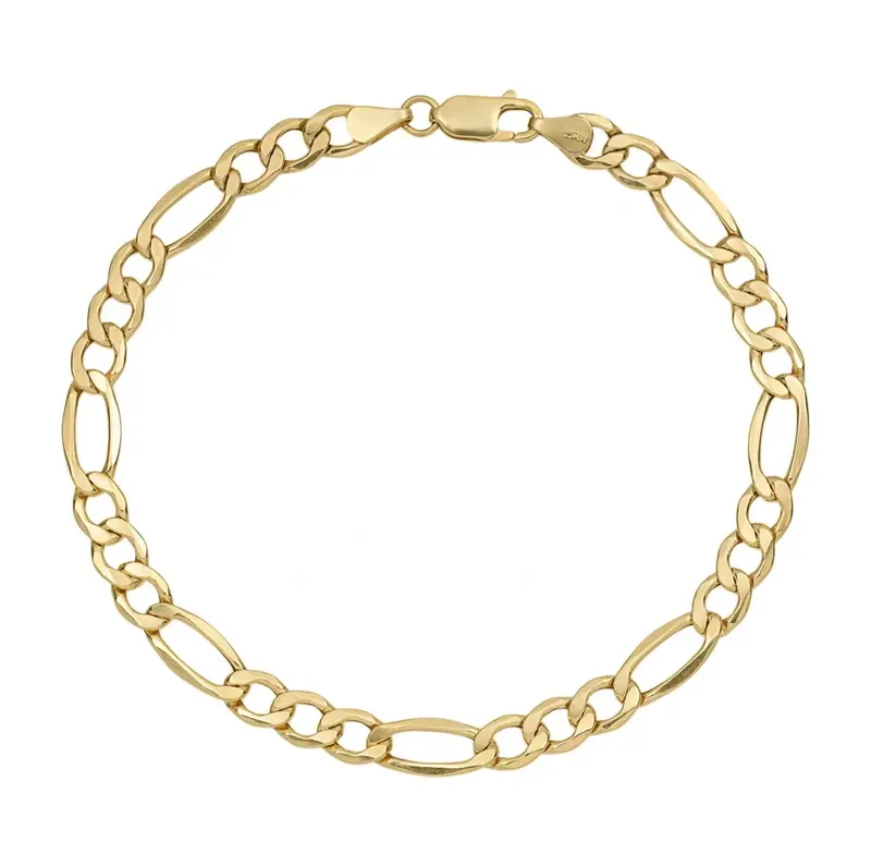 10K Yellow Solid Gold Figaro Link Anklet 1.8mm