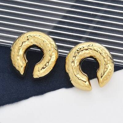 304 Stainless Steel C-Shaped Cuff Earrings for Women