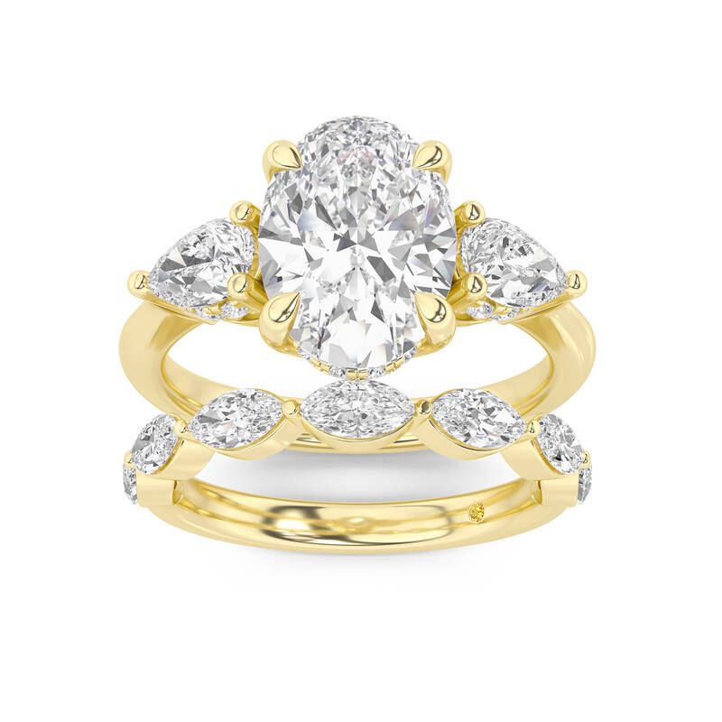 Celestia Lab Grown Oval Diamond Engagement Ring with The Elara Wedding Band | 14K Yellow Gold 2 5/8 ct. tw.