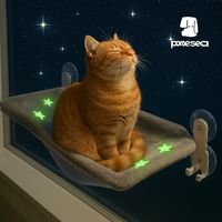 POMESEA Glowing Cat Window Bed,Cat Window Perch for Large Cats,Hammock with Hook Design,Glow in The Dark,Double-Sided Fabric ...