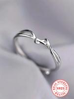 S925 Sterling Silver Simple Twist Design Ring, Fashion Accessories for Women & Girls, Trendy All-match & Exquisite Jewelry fo...