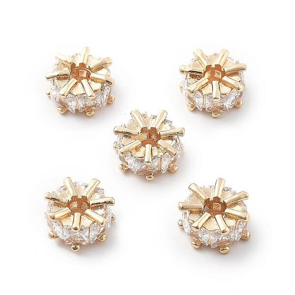 Brass Micro Pave Cubic Zirconia Beads
