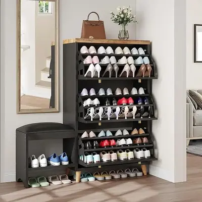 Yitahome Shoe Cabinet with 3 Flip Drawers,Shoe Storage Cabinet with Shoe Bench for Entryway, Freestanding Hidden Shoe Rack St...