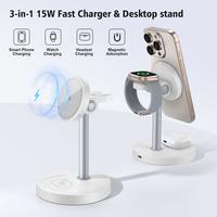 RUIMAILAI 3-in-1 Charging Station 15W Fast Charger & Desktop Stand Compatible with Magsafe Charger Wireless Charger Stand for...