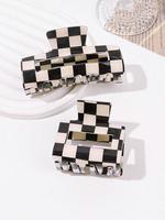 Checkerboard Pattern Hair Claw, Casual Versatile Claw Clip for Women & Girls, Elegant Fashion Accessories for Decoration, Exq...