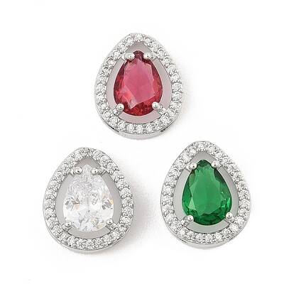 Brass Micro Pave Cubic Zirconia Slide Charms