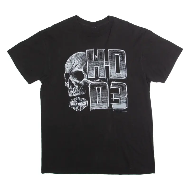 HARLEY DAVIDSON Mens Biker T-Shirt Black USA L