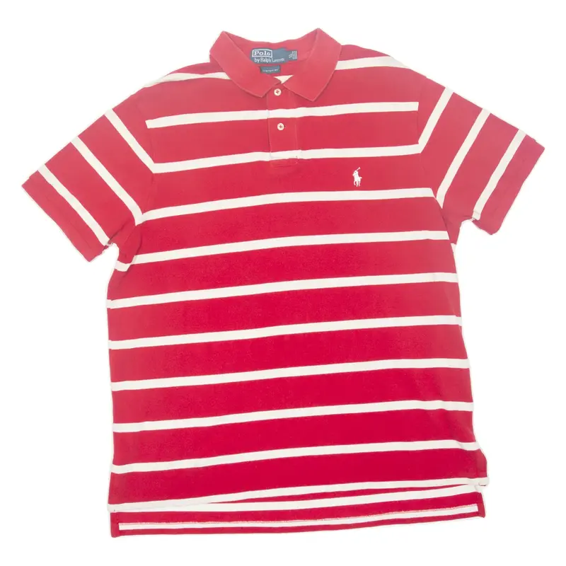 POLO RALPH LAUREN Custom Fit Mens Polo Shirt Red Striped XL