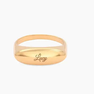Gold Vermeil Personalized Name Signet Ring for Women Men
