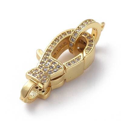 Brass Micro Pave Cubic Zirconia Lobster Claw Clasps