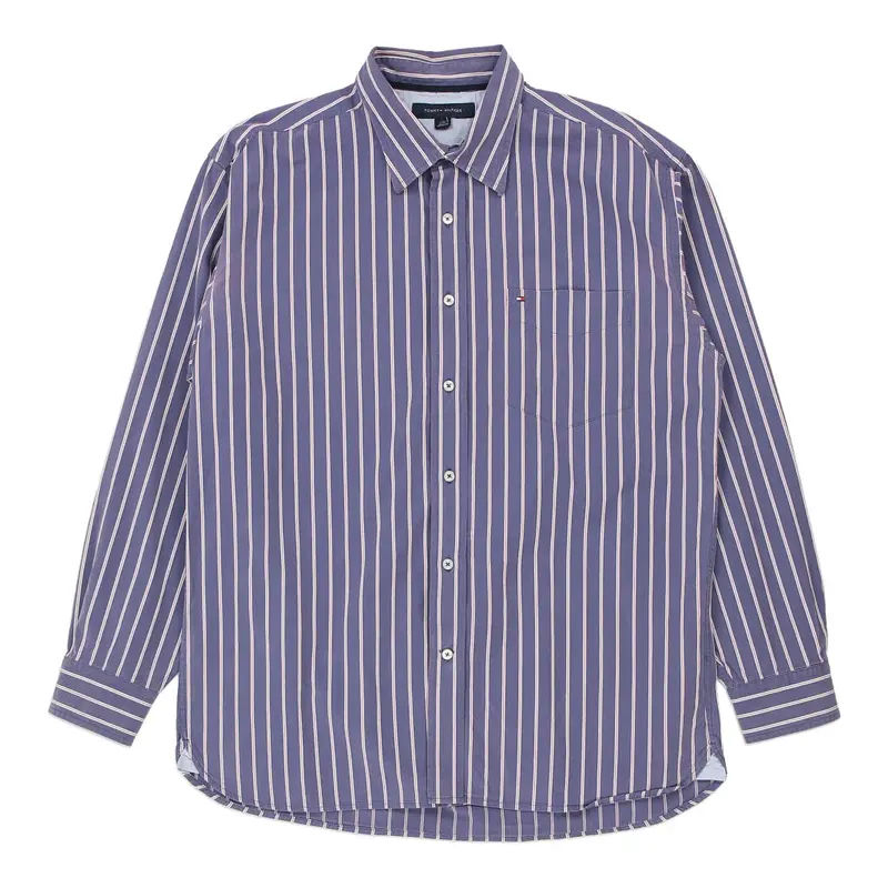 Tommy Hilfiger Striped Shirt - Large Blue Cotton