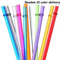 Random Color Reusable Straws, 10pcs Colorful Long Straws with 1 Brush, Bar Utensils for 20 & 30 Ounce Cups, Cans, Home Kitche...