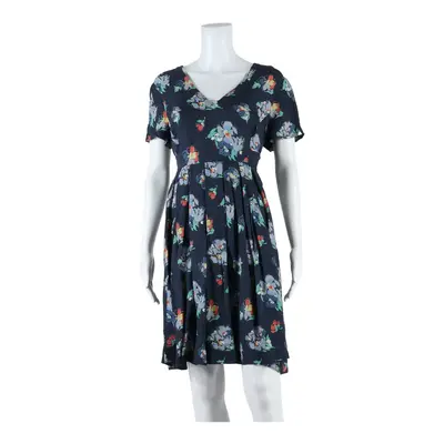 COMPTOIR DES COTONNIERS Womens Skater Dress Blue Silk Floral Knee Length M