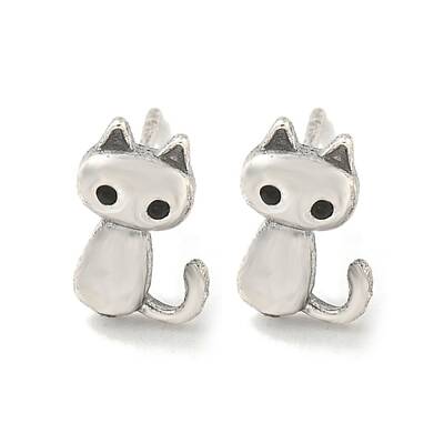 Rack Plated Cat Shape Brass Cubic Zirconia Studs Earrings for Women