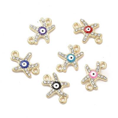 Evil Eye Alloy Enamel Connector Charms