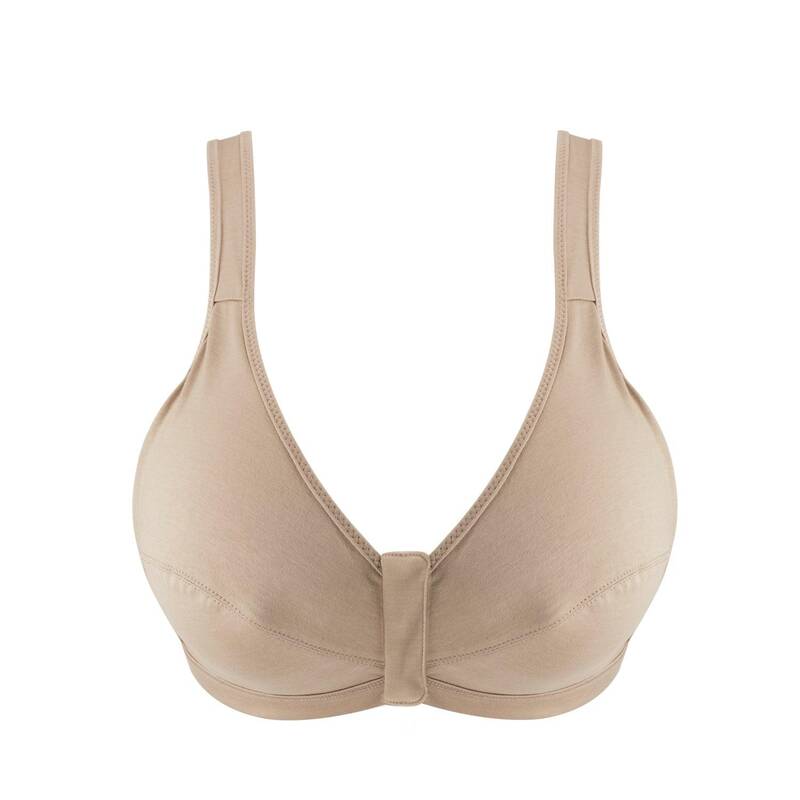 Shell - Full Cup Front Closure Silk & Organic Cotton Wireless Bra | Size: 42DD | Color: Shell