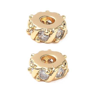 Brass Micro Pave Cubic Zirconia Beads