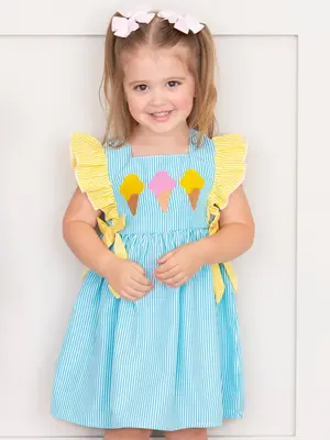 Neon Ice Cream Cones Ruffle Dress