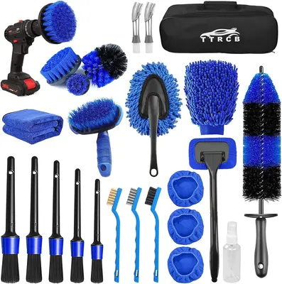 26Pcs Car Detailing Brush Set, Car Detailing Kit, Car Detailing Brushes, Car Cleaning Kit (without Drill), Car Windshield Cle...