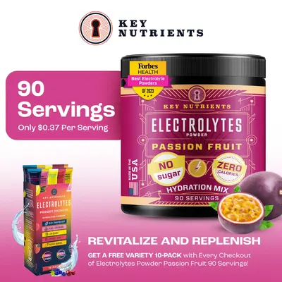 Key Nutrients Electrolytes Powder - Passion Fruit - 90 Servings | No Sugar, Calories & Carbs | Keto-Friendly | Fitness Boost ...