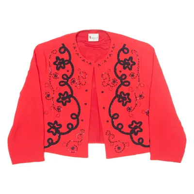 HERMANN LANGE Beaded Blazer Jacket Red Womens S