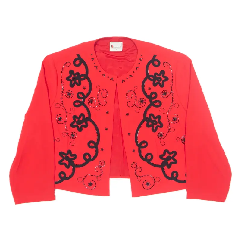 HERMANN LANGE Beaded Blazer Jacket Red Womens S