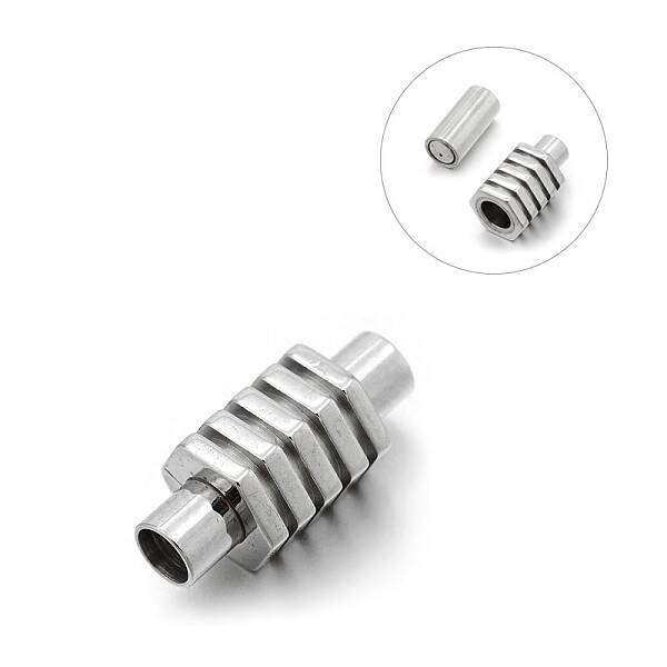 Tarnish Resistant Smooth 304 Stainless Steel Tube Magnetic Clasps with Glue-in Ends
