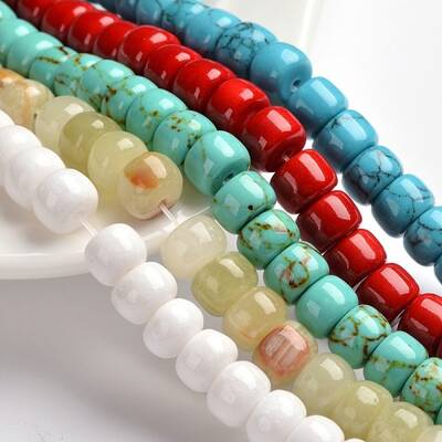 Natural Gemstone Column Bead Strands