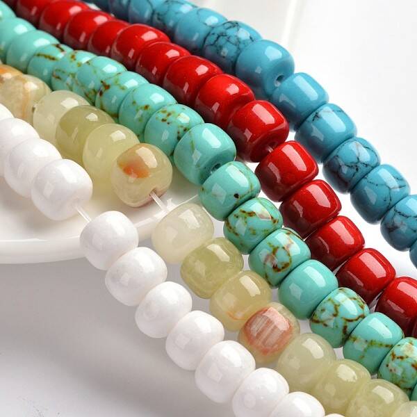 Natural Gemstone Column Bead Strands