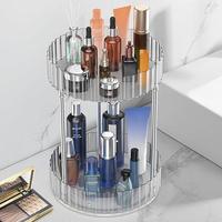 360 Rotating Makeup Organizer for Vanity - 2 Tier Large Capacity Organizer with Spinning Perfume Organizer in Green Plastic R...