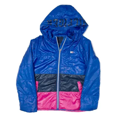 TOMMY HILFIGER Puffer Jacket Blue Colourblock Boys L