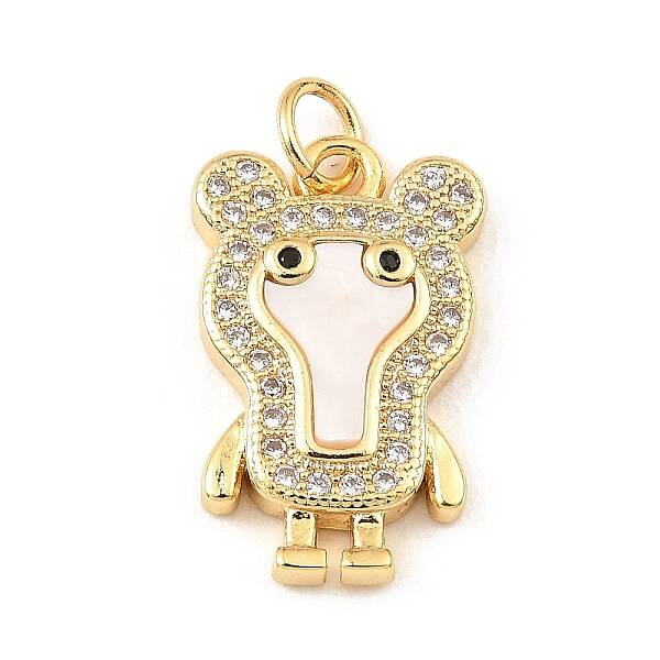 Brass Cubic Zirconia with Shell Pendants