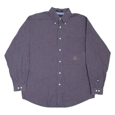 TOMMY HILFIGER GOLF Mens Shirt Blue Check Long Sleeve M
