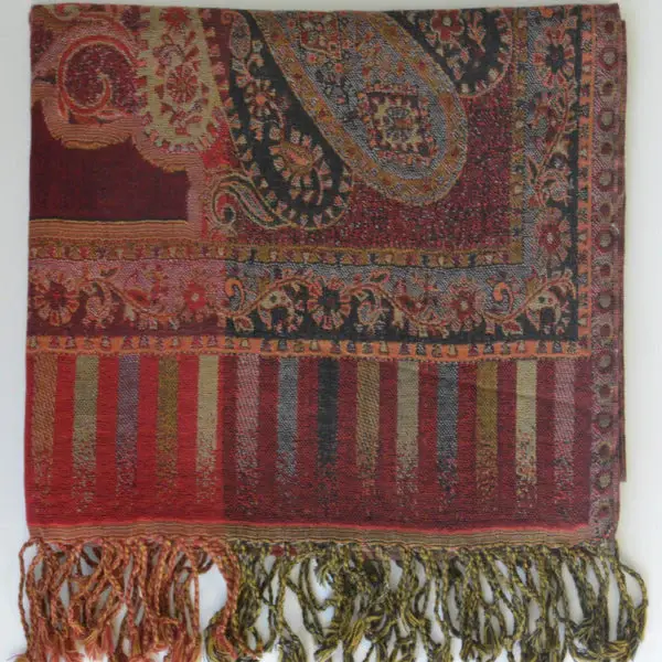 Handwoven Paisley Jamavar one of a kind limited edition designer Shawl | Color: Greyish  Black