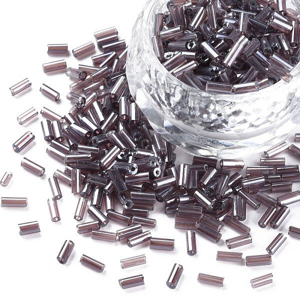 Transparent Colours Luster Glass Bugle Beads
