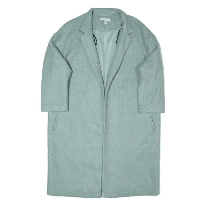 H&M Overcoat Jacket Blue Wool Womens L