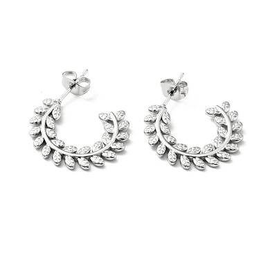 Non-Tarnish 304 Stainless Steel Olive Leaf Wrap Stud Earrings