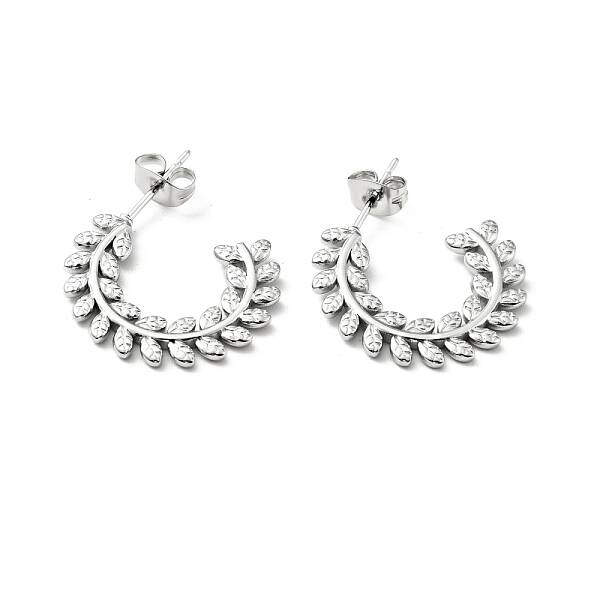 Non-Tarnish 304 Stainless Steel Olive Leaf Wrap Stud Earrings