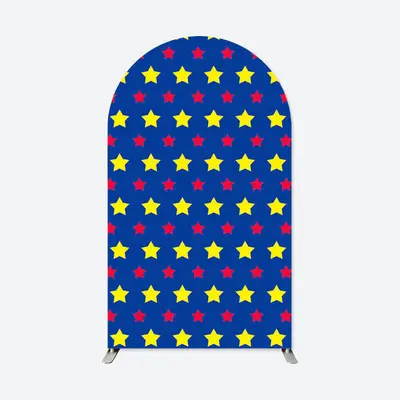Aperturee Blue Yellow Red Stars Birthday Party Arch Backdrop | Chiara Arch Backdrop Diy | Circle Arch Backdrop Diy | Custom A...