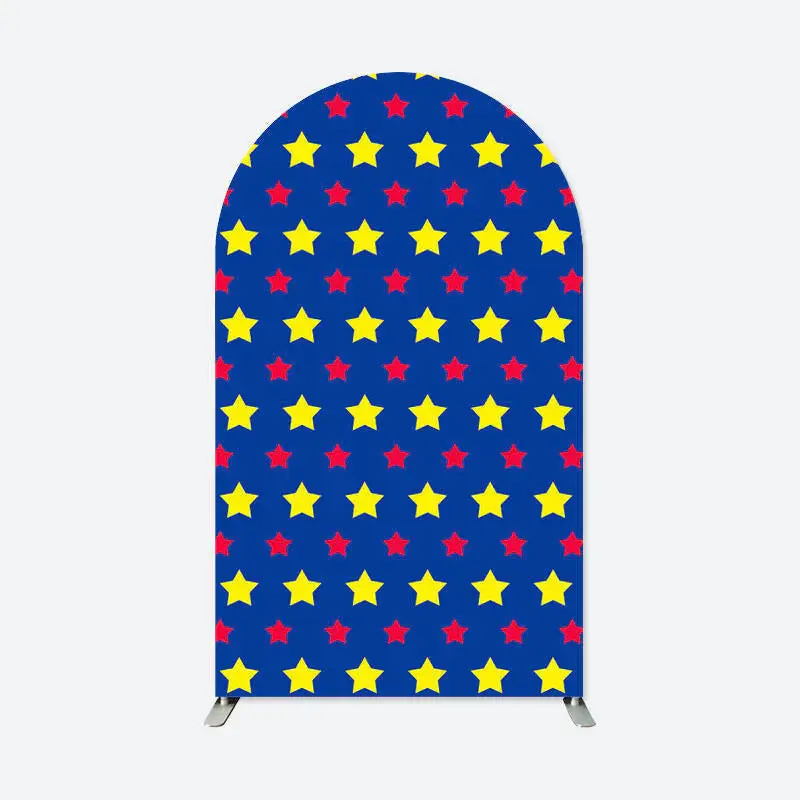 Aperturee Blue Yellow Red Stars Birthday Party Arch Backdrop | Chiara Arch Backdrop Diy | Circle Arch Backdrop Diy | Custom A...