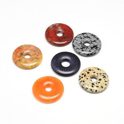 Donut/Pi Disc Natural Gemstone Pendants