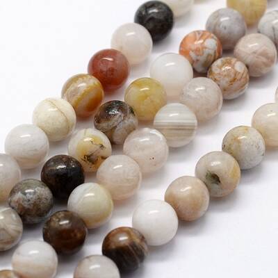 Natural Bamboo Leaf Agate Beads Strands
