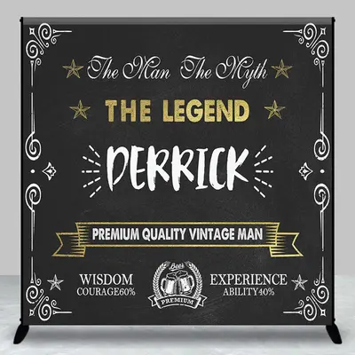 Retro Black White The Legend Man Custom Backdrop