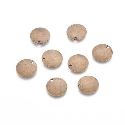 Tibetan Style Flat Round Alloy Tag Blank Charms