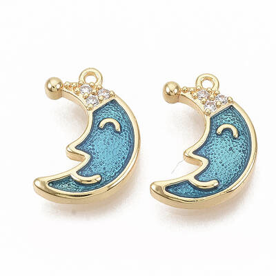 Brass Micro Pave Clear Cubic Zirconia Charms