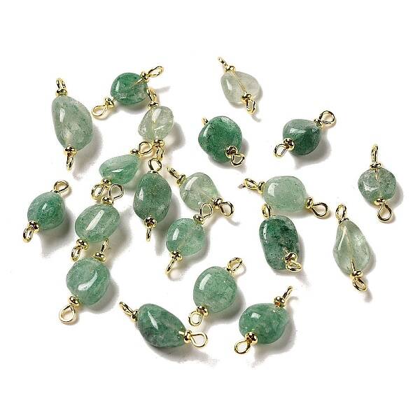 Natural Green Strawberry Quartz Connector Charms